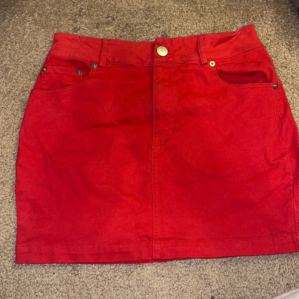 Red jean skirt